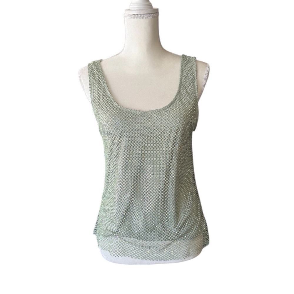 Anthropologie Sage Green Mesh Tank Top